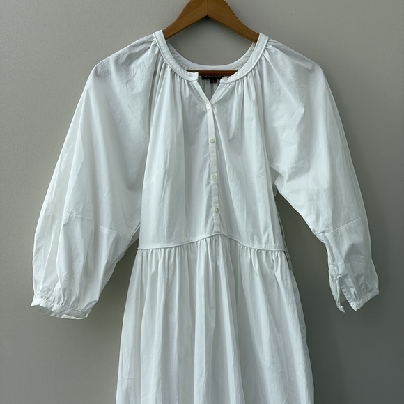 New STAUD Demi Dress White Tiered Maxi Cotton 3/4 Sleeves Size S - Picture 4 of 16
